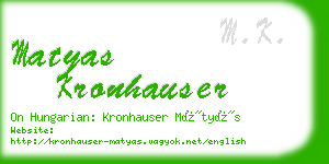 matyas kronhauser business card